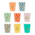 Bicchieri Happy Birthday Stripes (x 8)