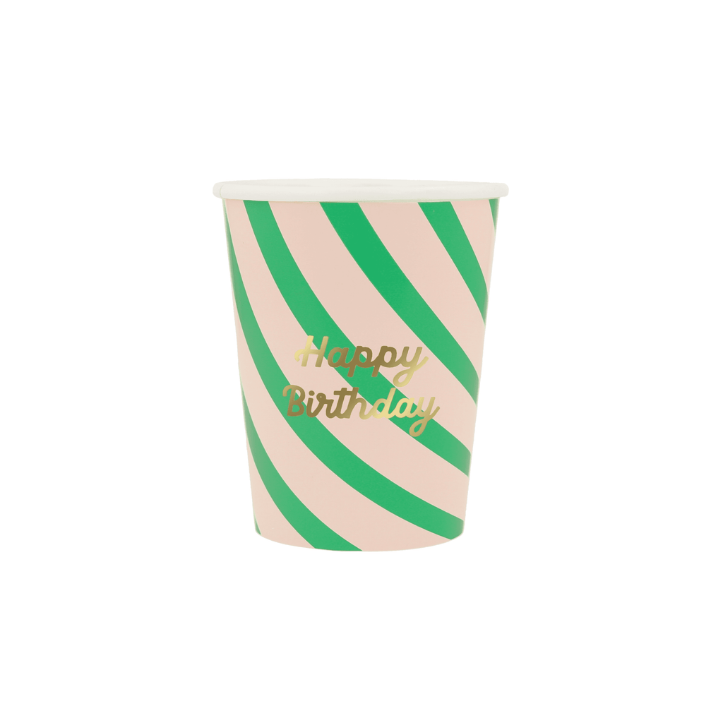 Bicchieri Happy Birthday Stripes (x 8)