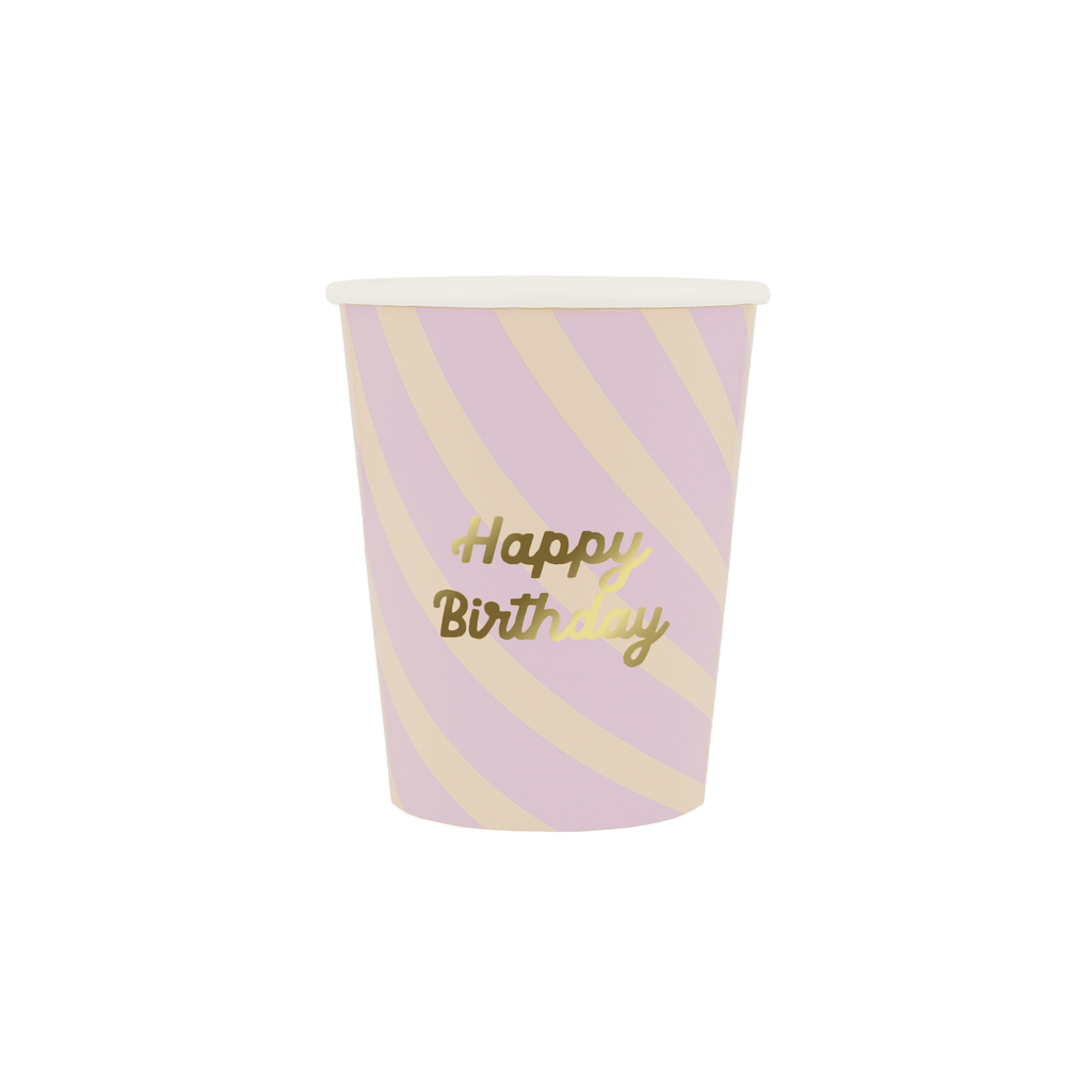 Bicchieri Happy Birthday Stripes (x 8)