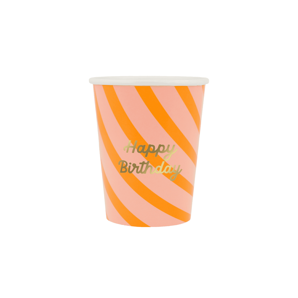 Bicchieri Happy Birthday Stripes (x 8)