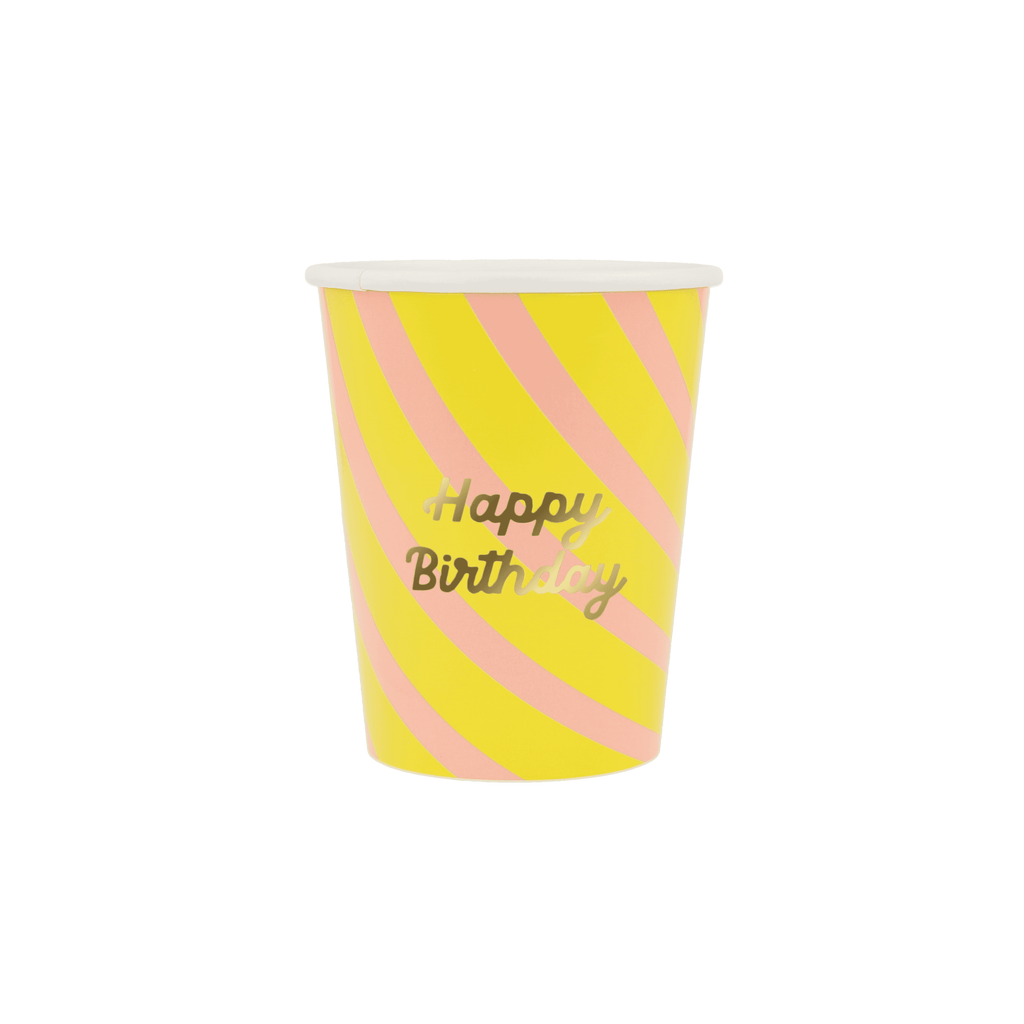 Bicchieri Happy Birthday Stripes (x 8)