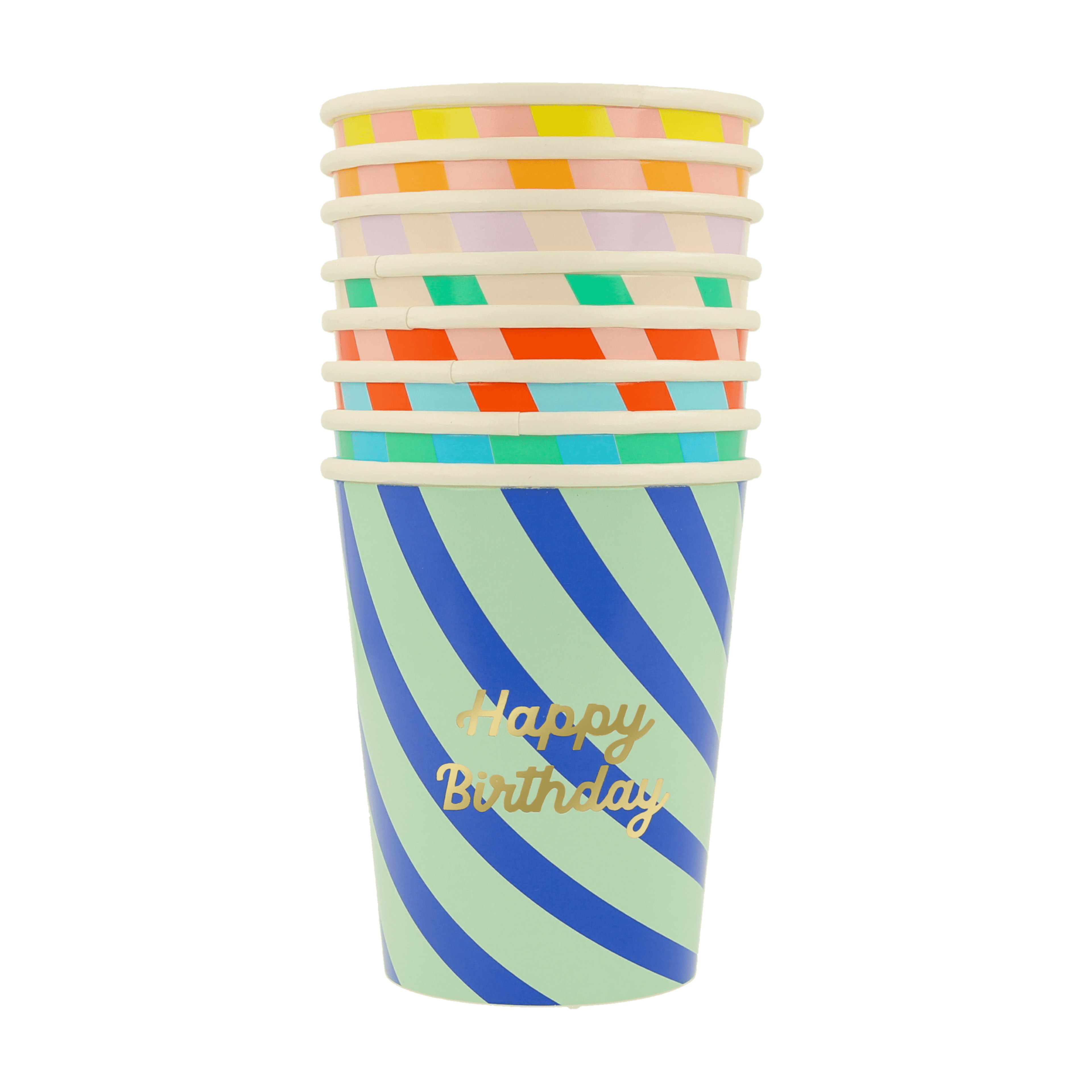 Bicchieri Happy Birthday Stripes (x 8)