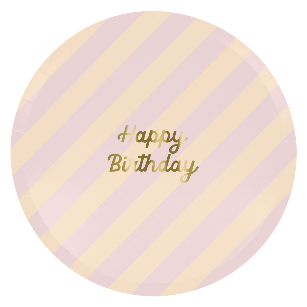 Piatti Portata Happy Birthday a Righe (x8)
