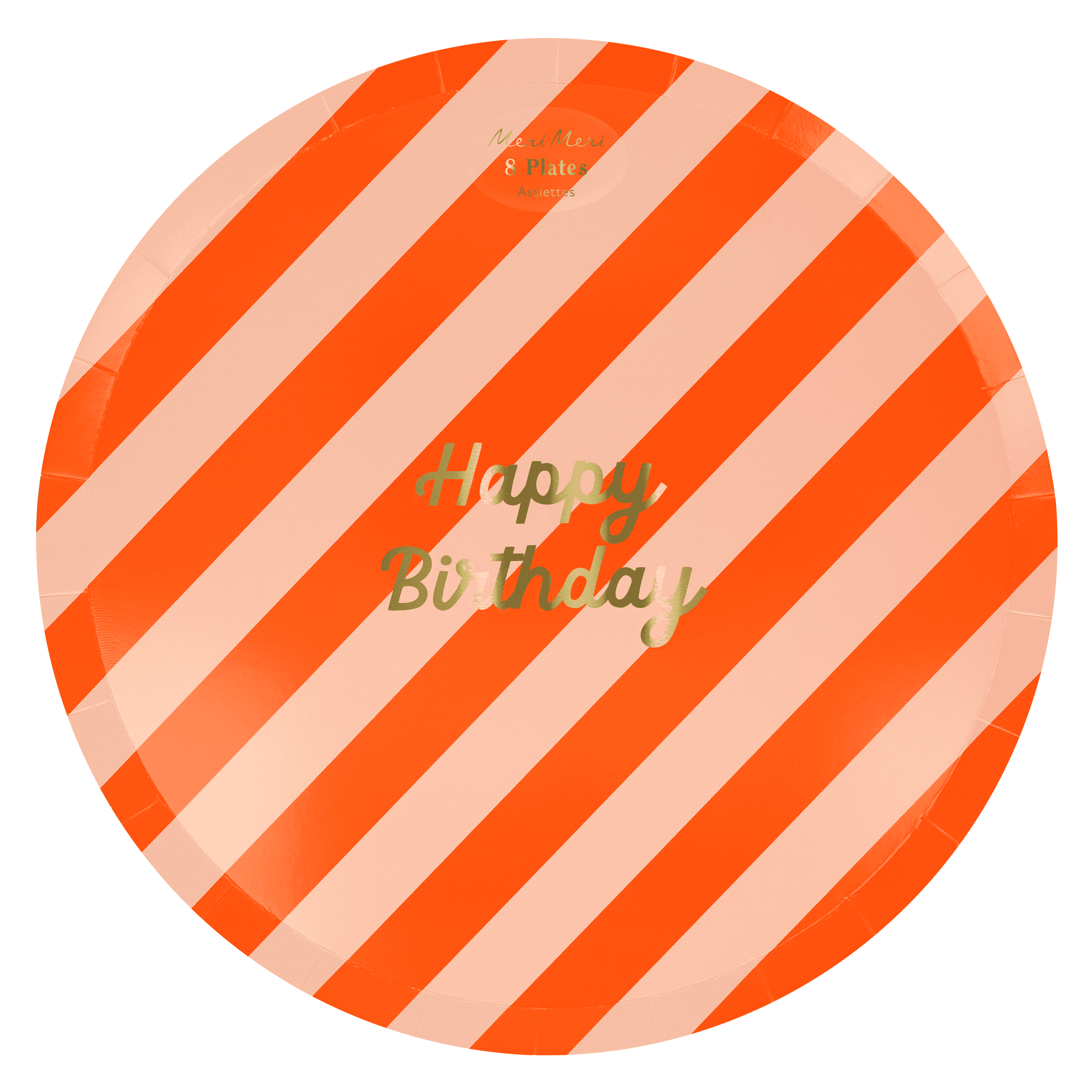 Piatti Portata Happy Birthday a Righe (x8)