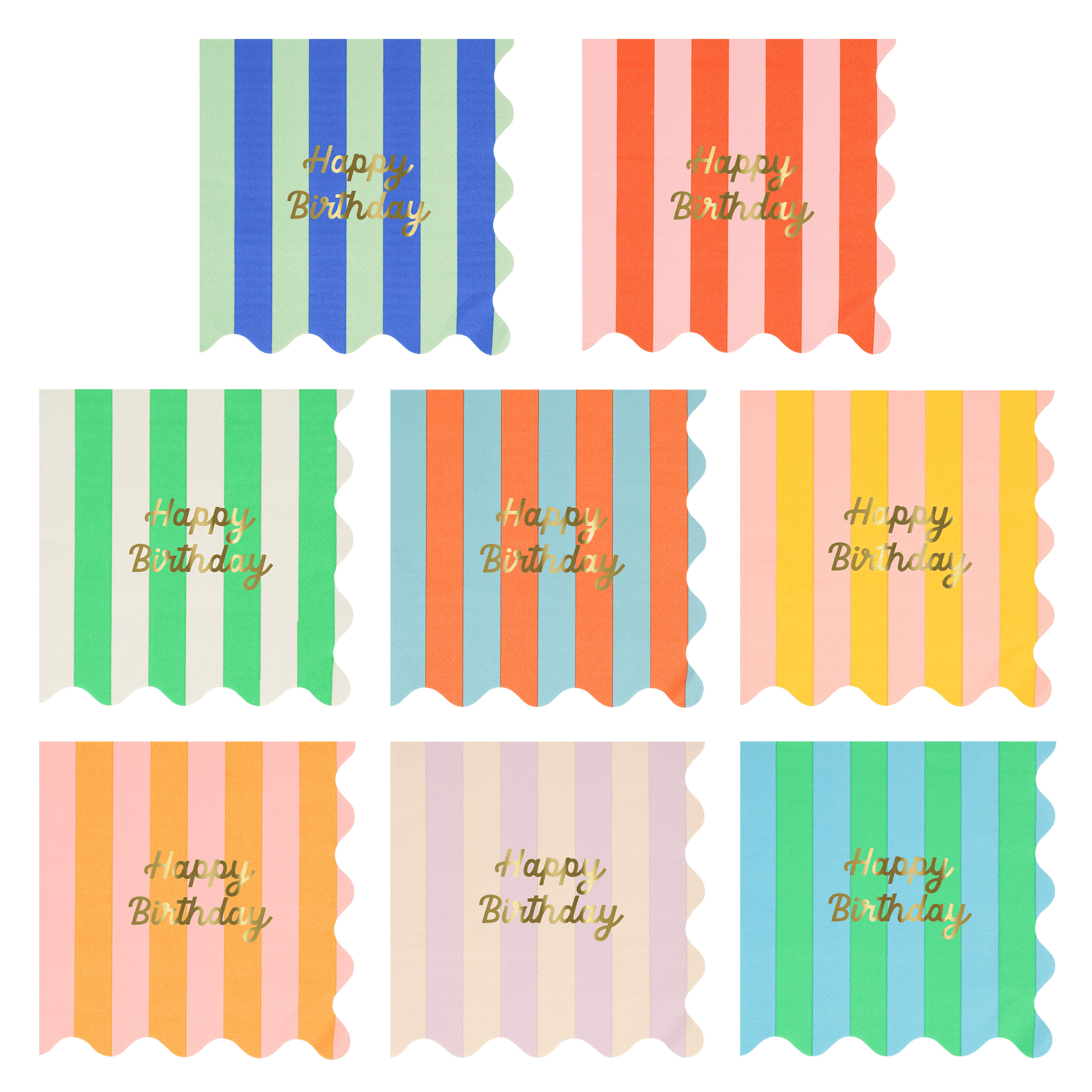 Grandi Tovaglioli Happy Birthday Stripes (x 16)