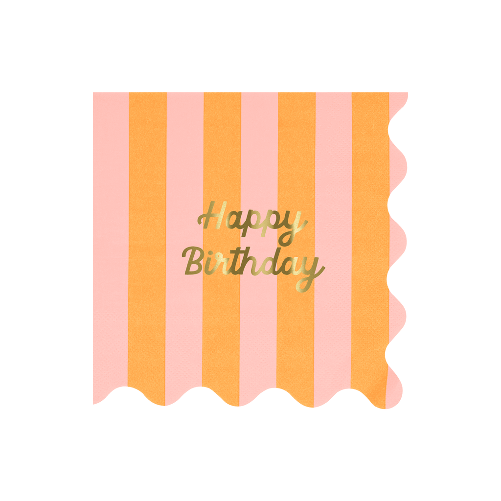 Grandi Tovaglioli Happy Birthday Stripes (x 16)