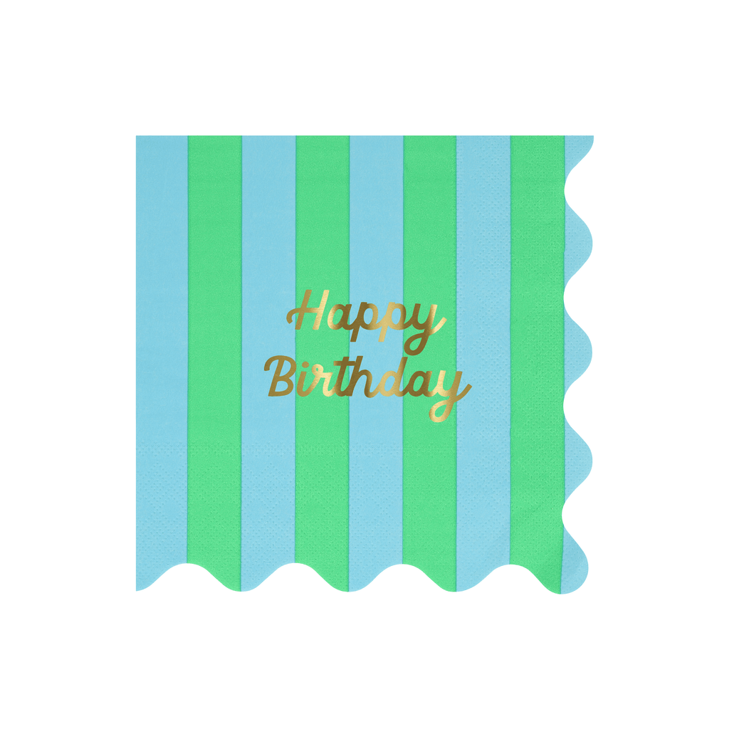 Grandi Tovaglioli Happy Birthday Stripes (x 16)