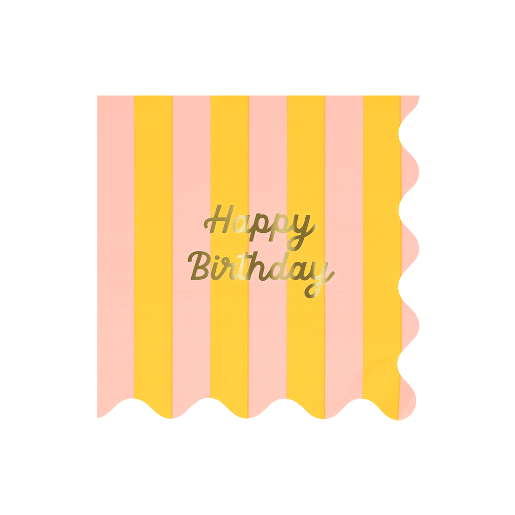 Grandi Tovaglioli Happy Birthday Stripes (x 16)