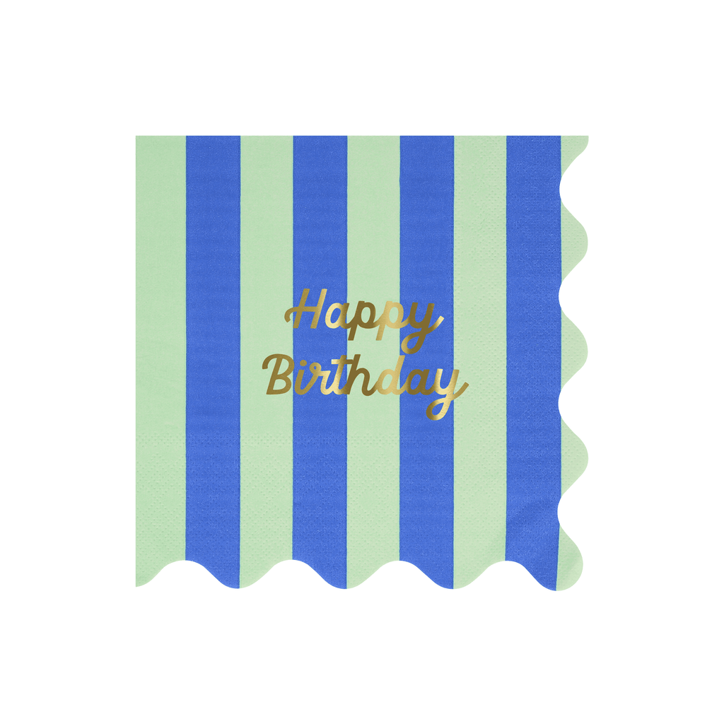 Grandi Tovaglioli Happy Birthday Stripes (x 16)