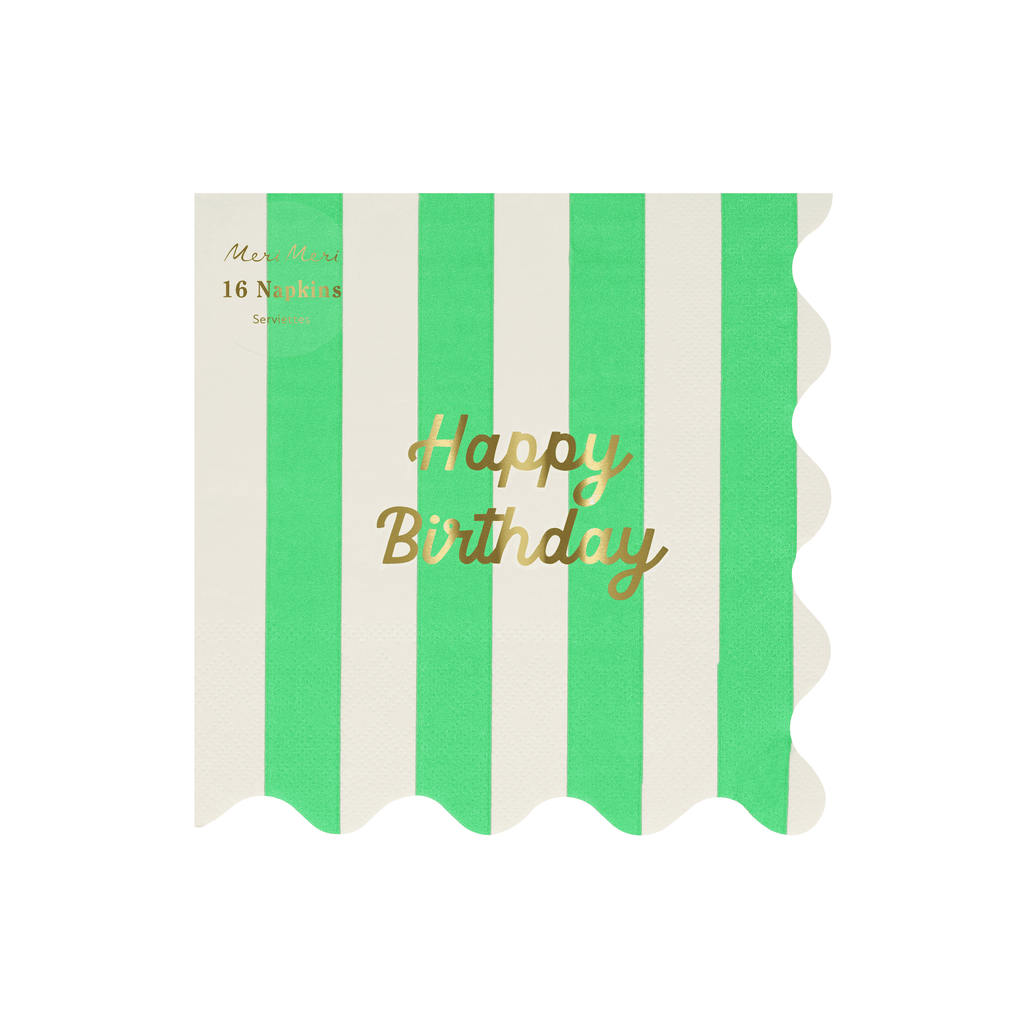 Grandi Tovaglioli Happy Birthday Stripes (x 16)