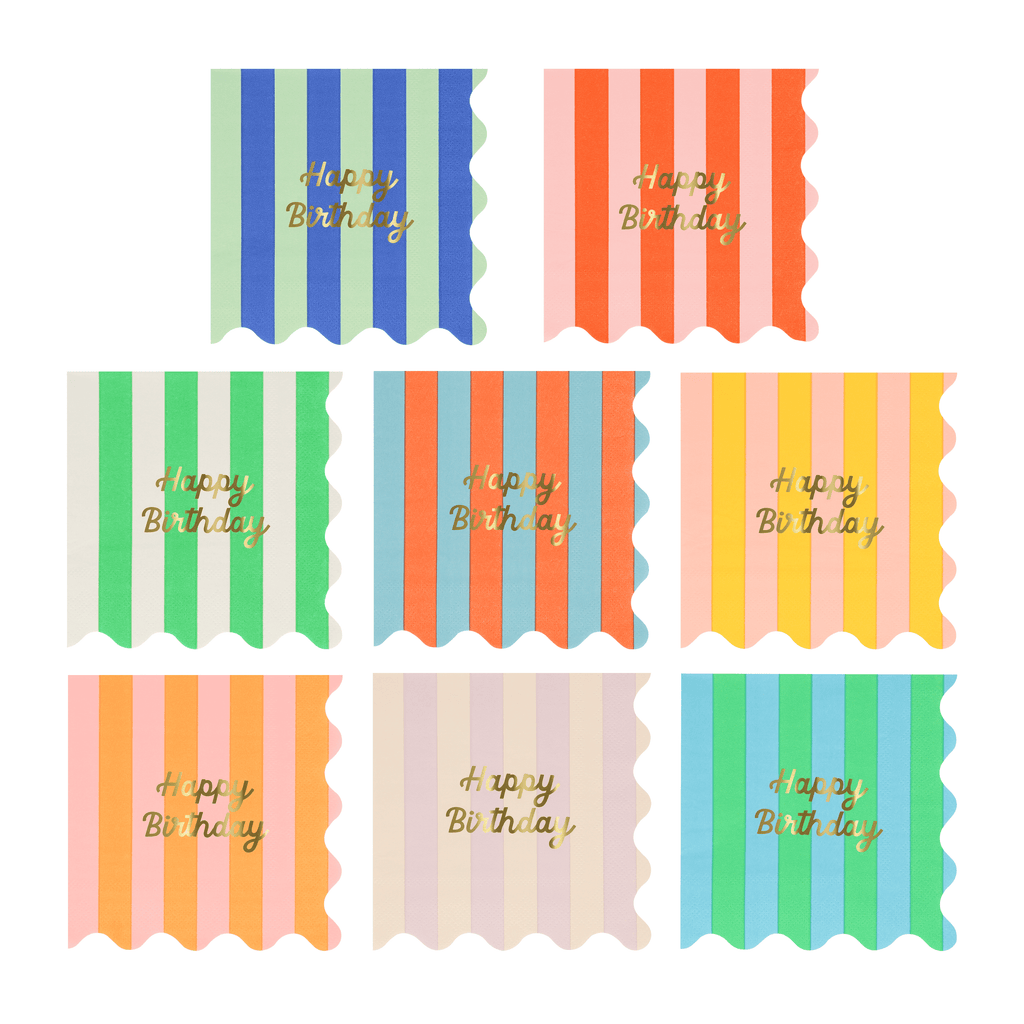 Piccoli Tovaglioli Happy Birthday Stripes (x 16)