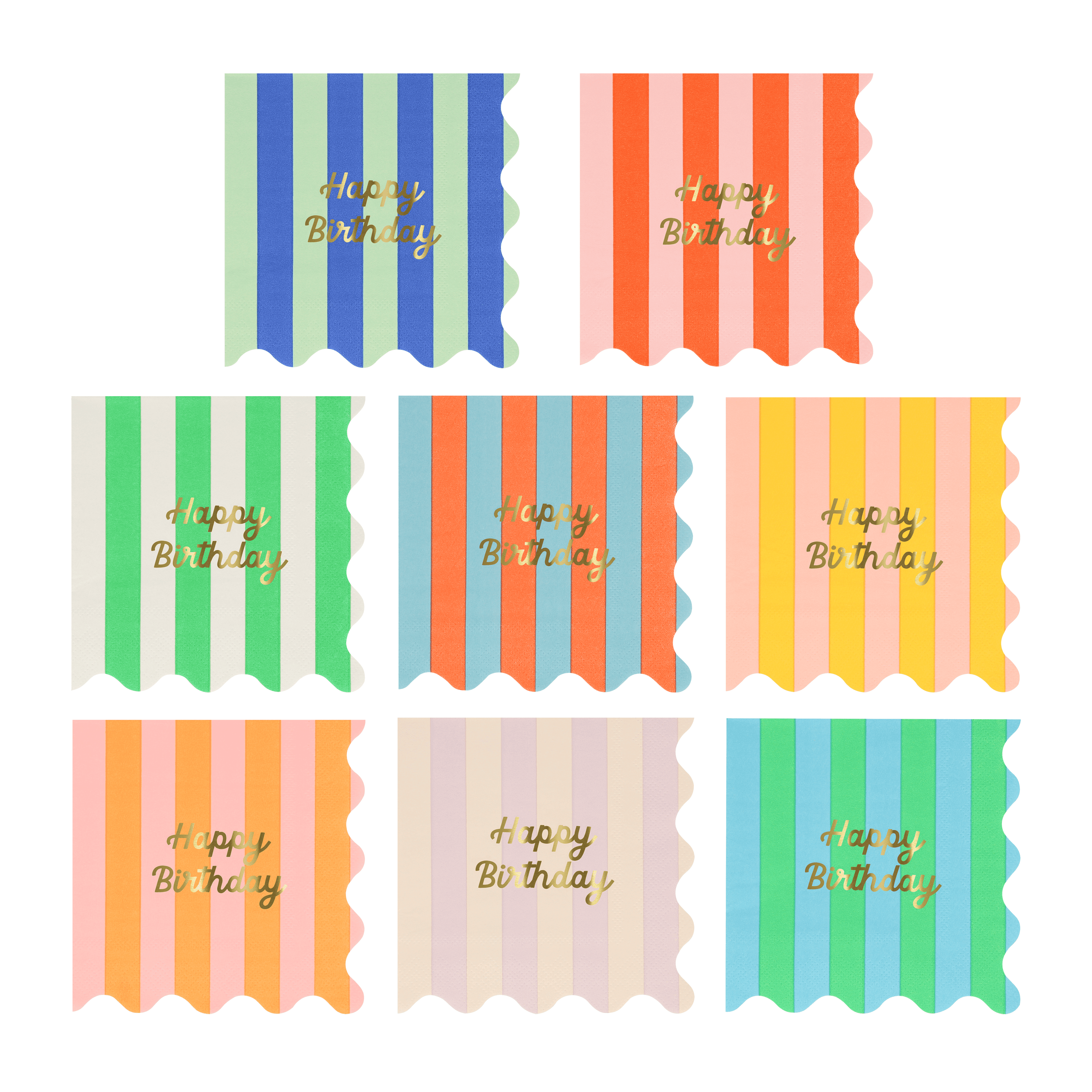 Piccoli Tovaglioli Happy Birthday Stripes (x 16)