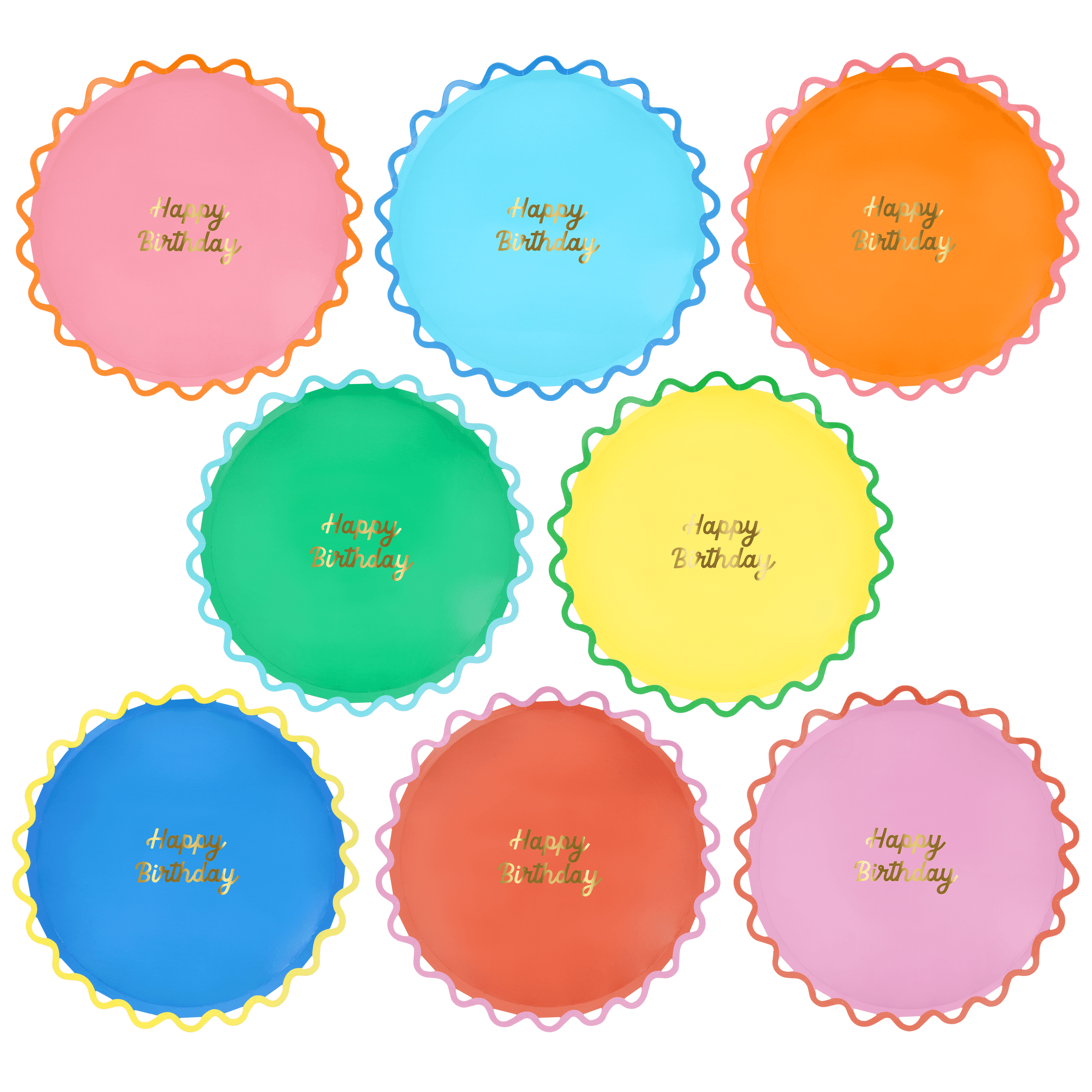 Piatti Portata Color Pop Happy Birthday (x8)