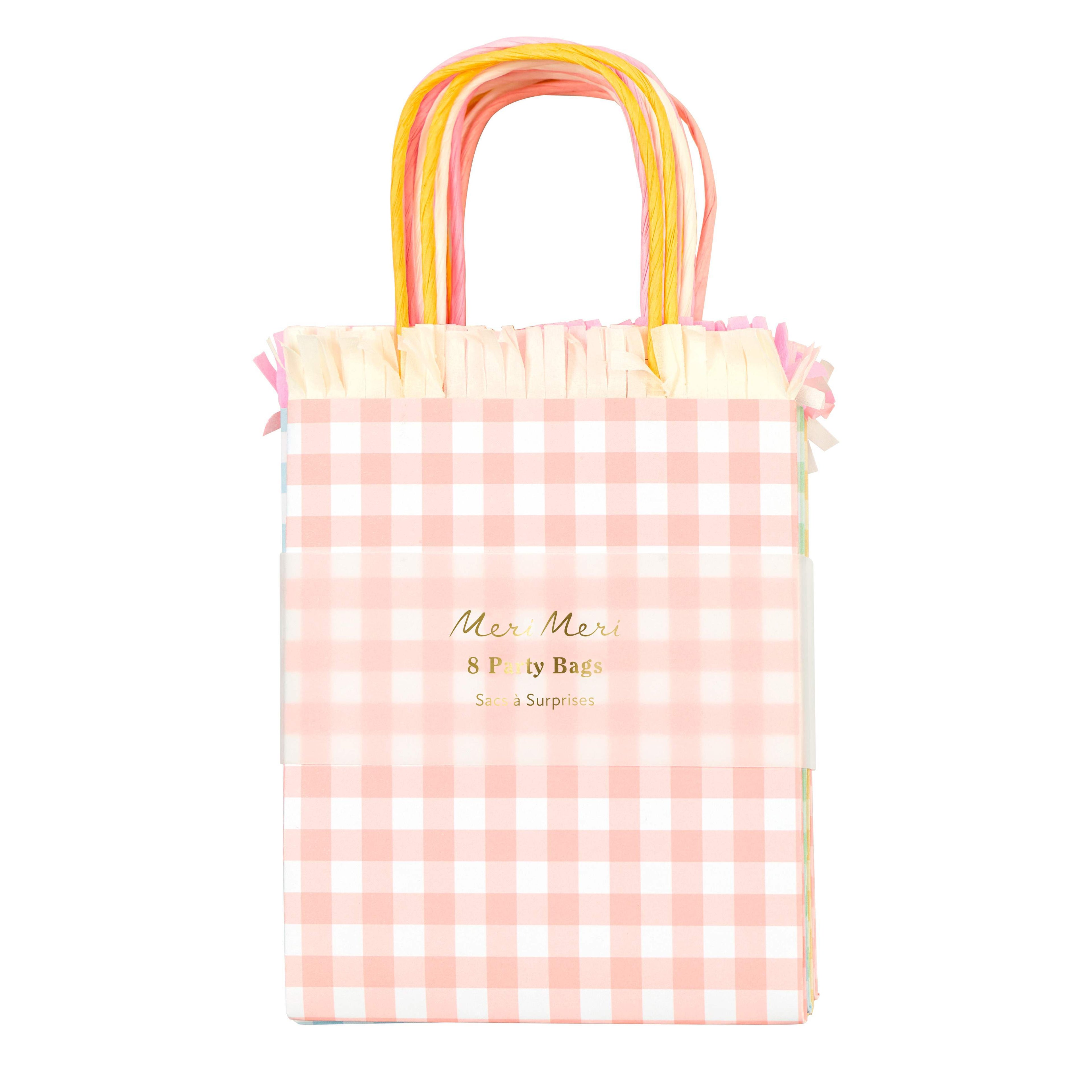 Favour Bag Gingham Pastello con Frange Meri Meri (8 pz)