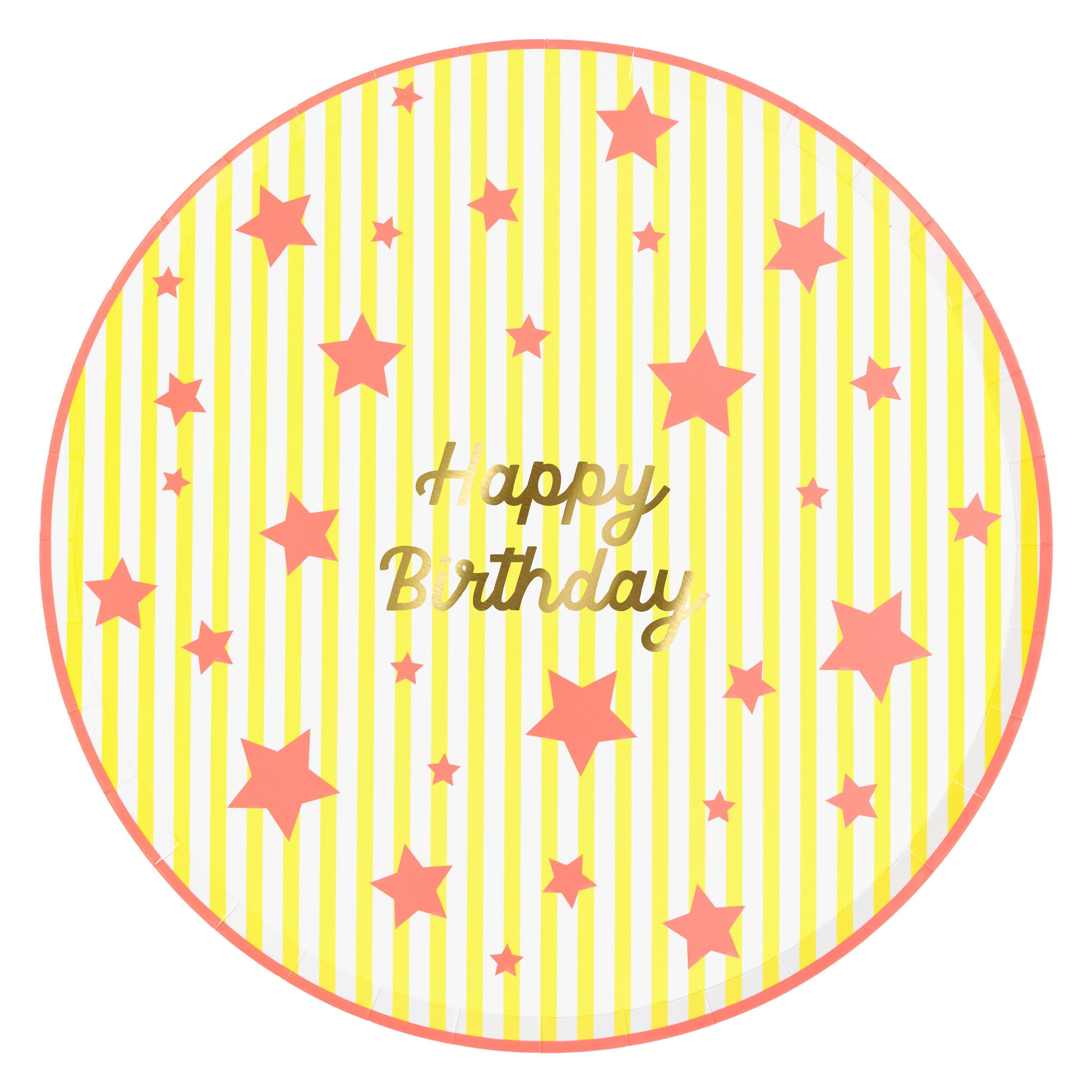 Piatti Grandi Bright Star Happy Birthday Meri Meri (8 pz)