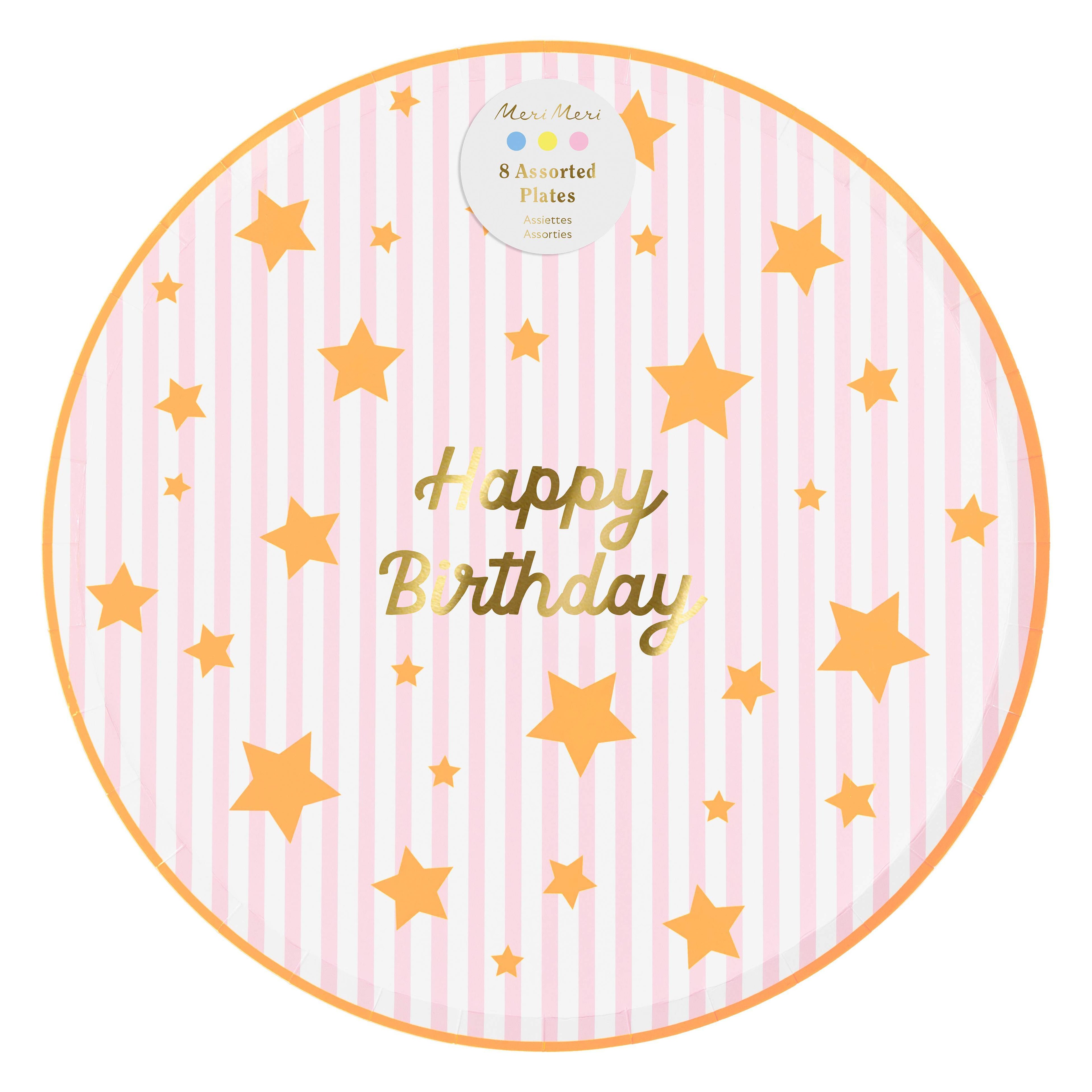 Piatti Grandi Bright Star Happy Birthday Meri Meri (8 pz)