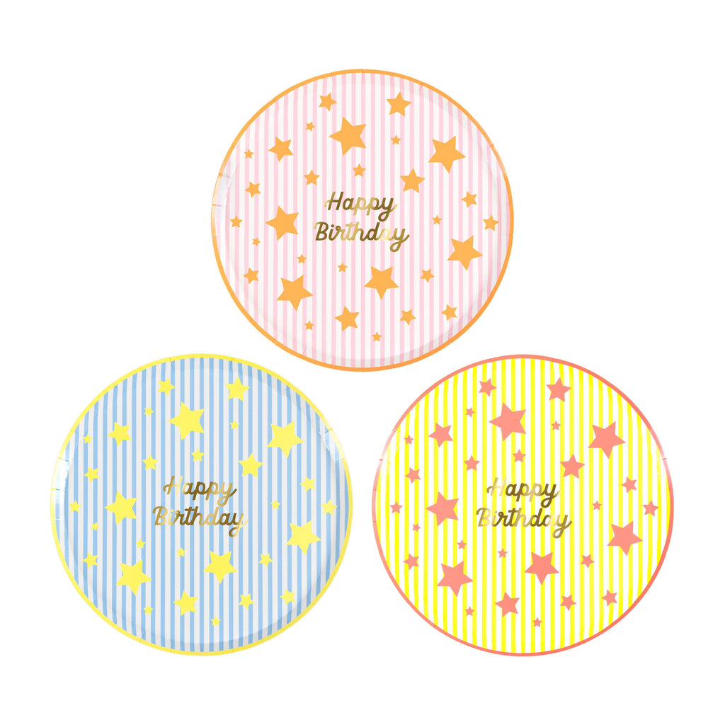 Piatti Dessert Bright Star Happy Birthday Meri Meri (8 pz)