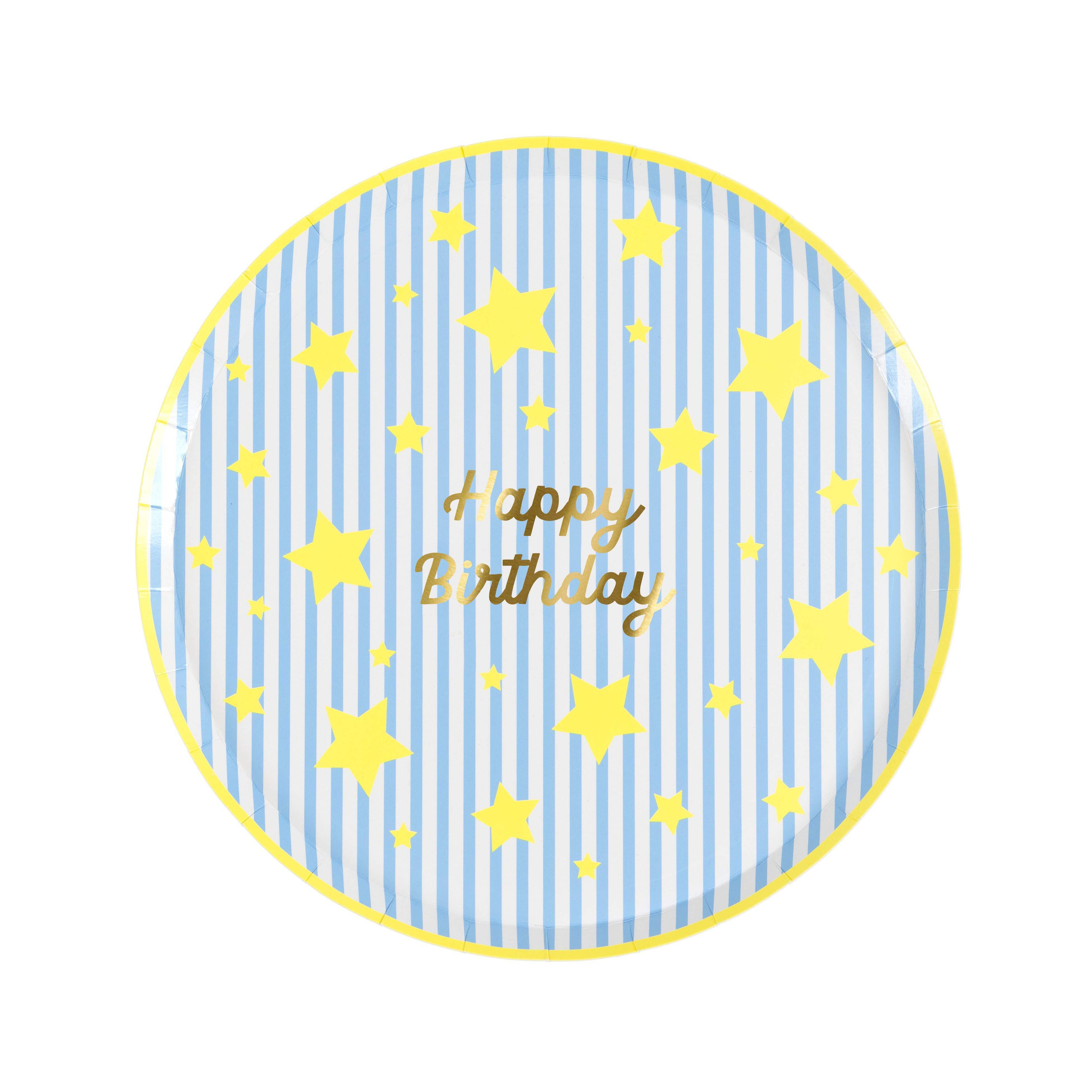 Piatti Dessert Bright Star Happy Birthday Meri Meri (8 pz)