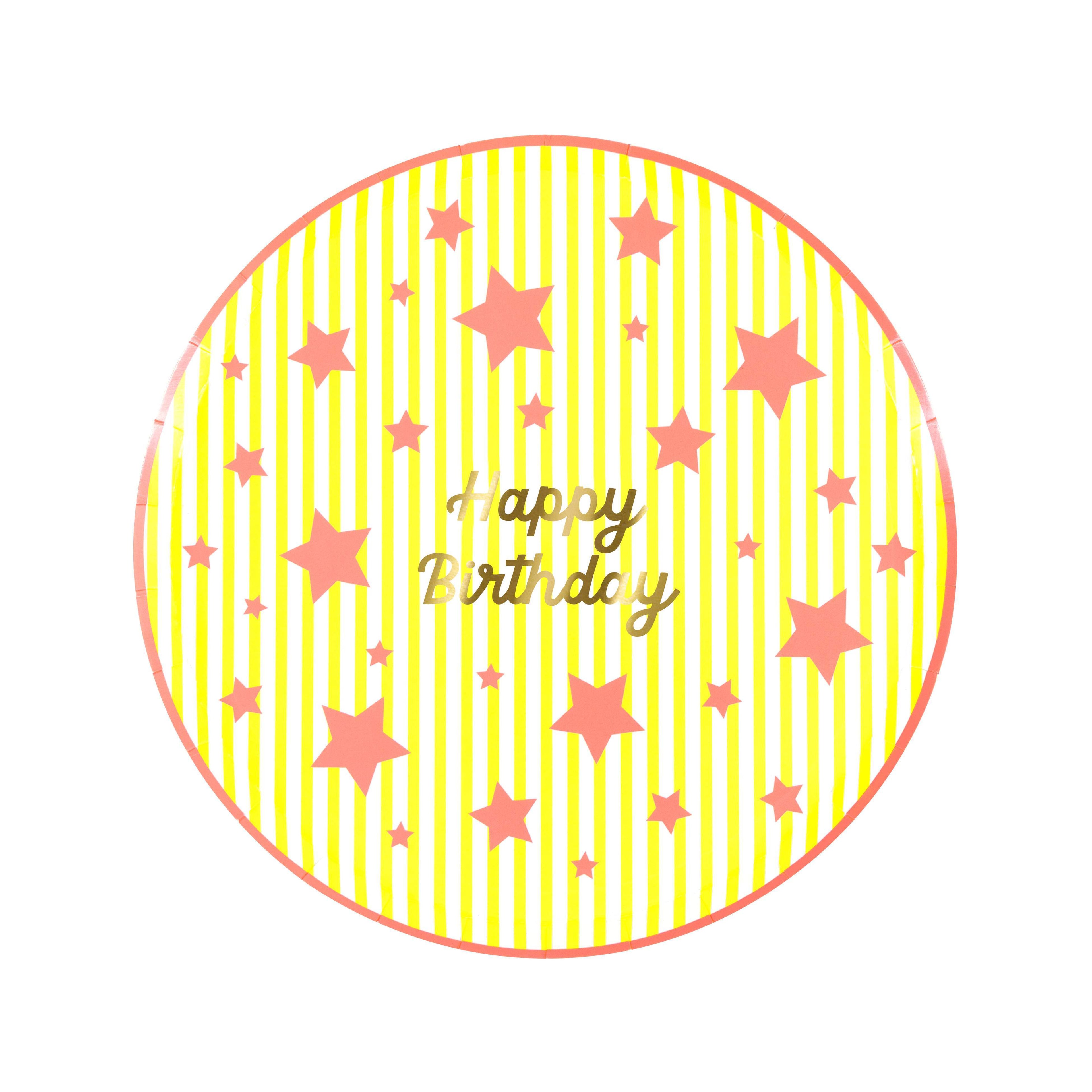 Piatti Dessert Bright Star Happy Birthday Meri Meri (8 pz)