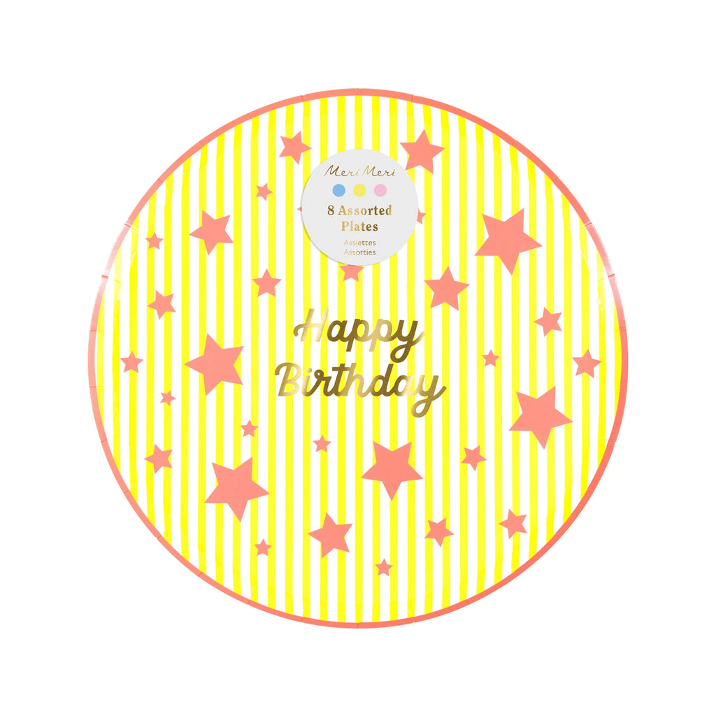 Piatti Dessert Bright Star Happy Birthday Meri Meri (8 pz)