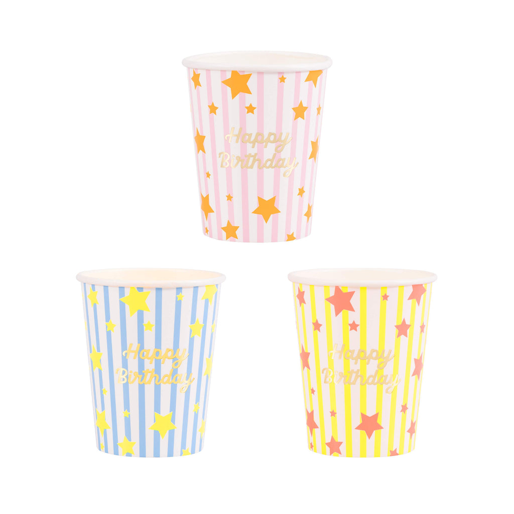 Bicchieri Bright Star Happy Birthday Meri Meri (8 pz)
