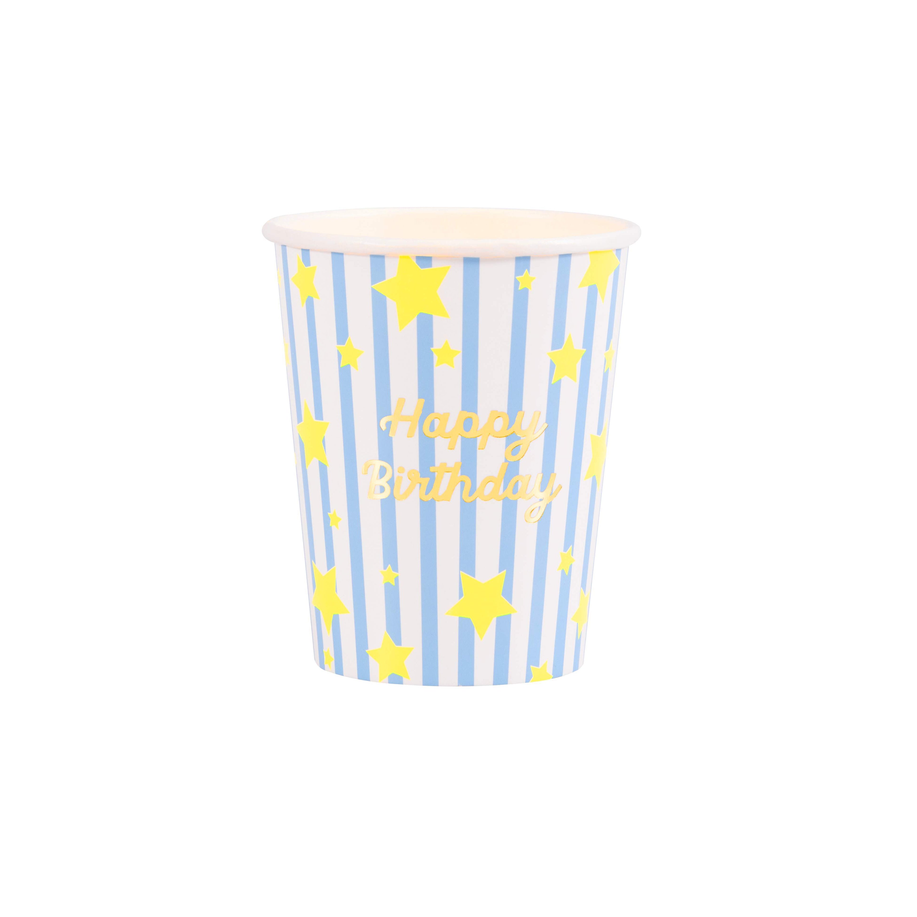 Bicchieri Bright Star Happy Birthday Meri Meri (8 pz)