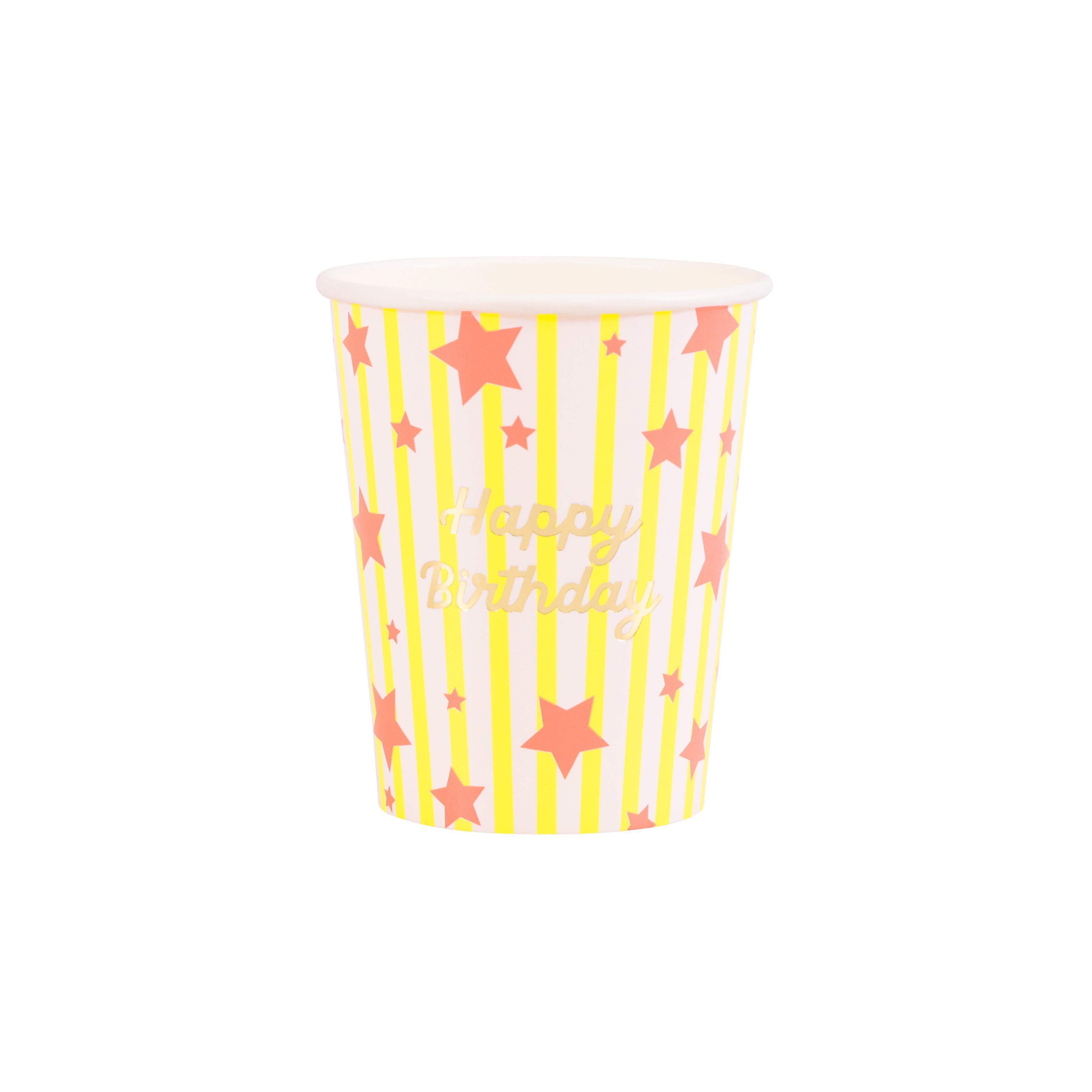 Bicchieri Bright Star Happy Birthday Meri Meri (8 pz)