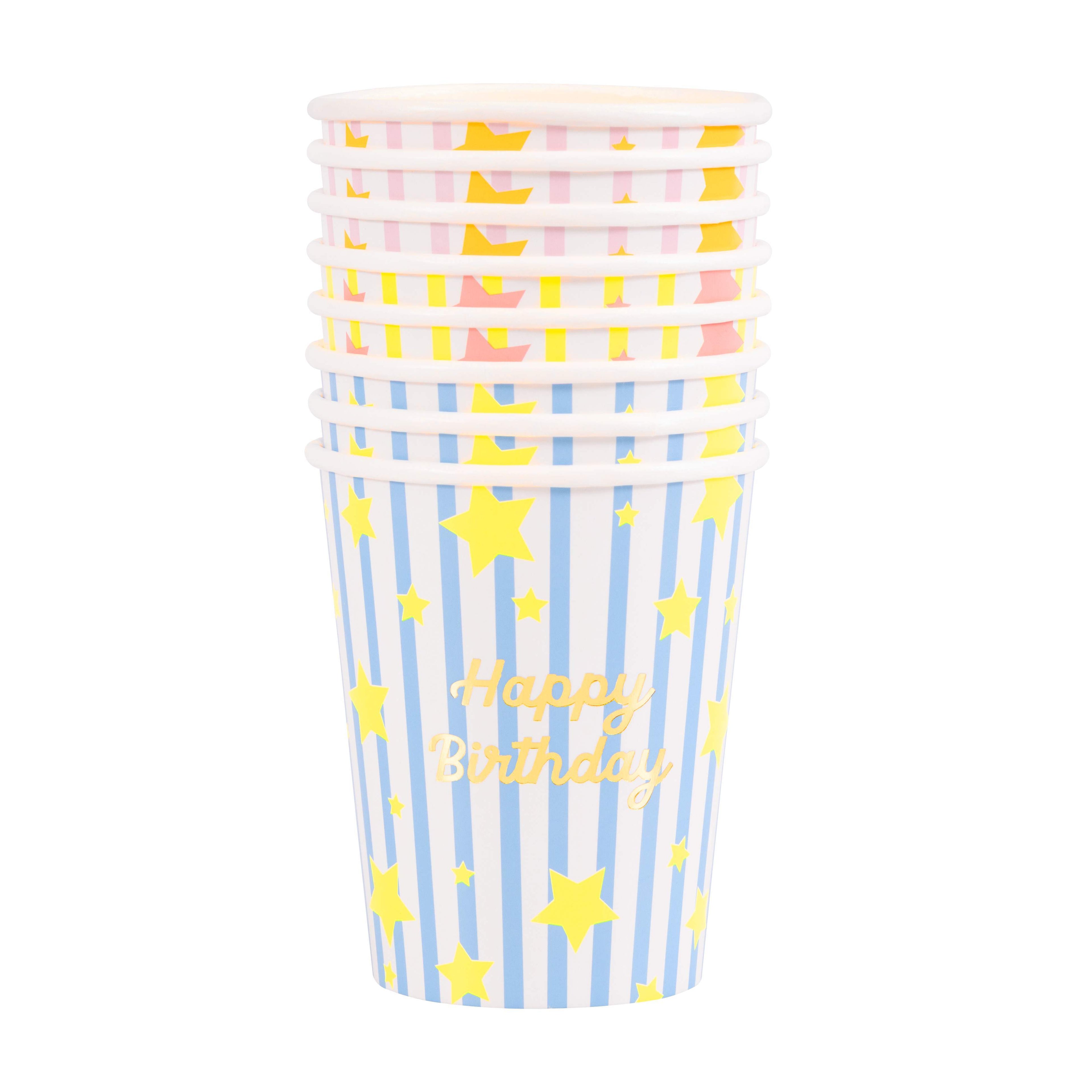 Bicchieri Bright Star Happy Birthday Meri Meri (8 pz)