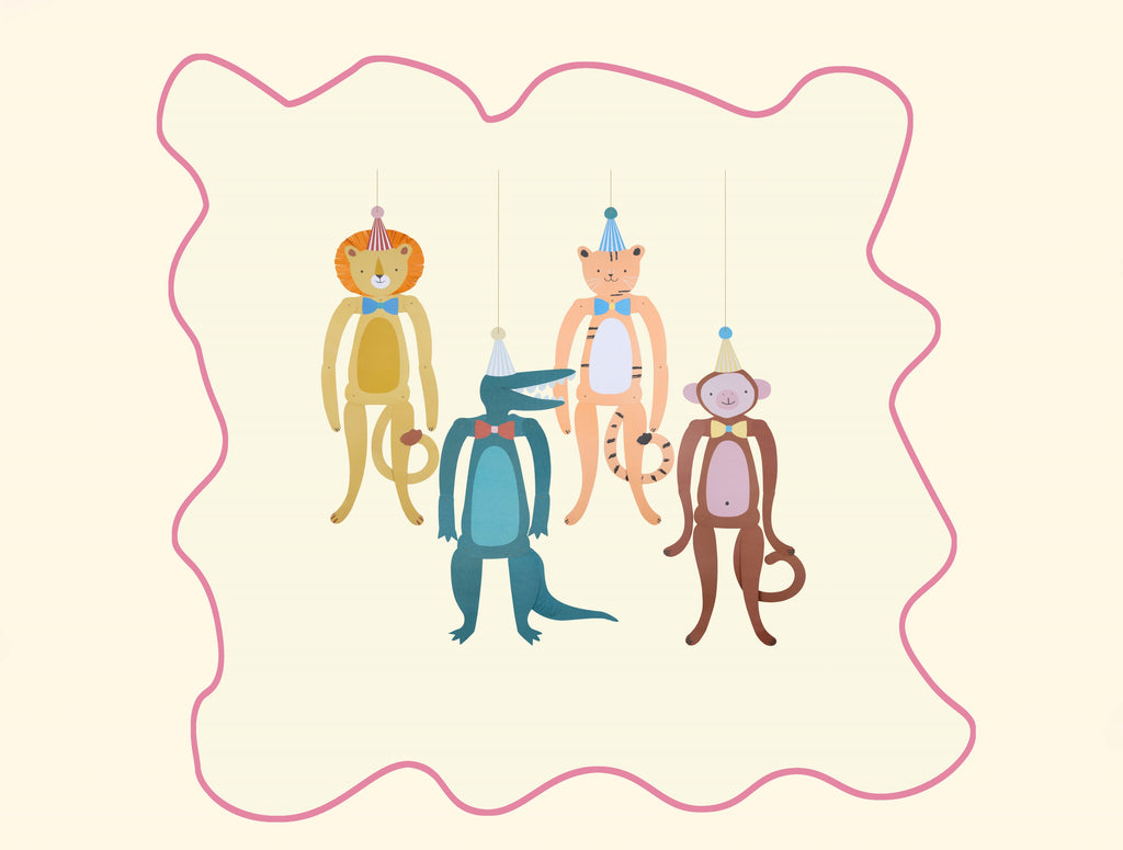 Decorazioni giganti Animal Parade Meri Meri – Set da 4 decorazioni sospese