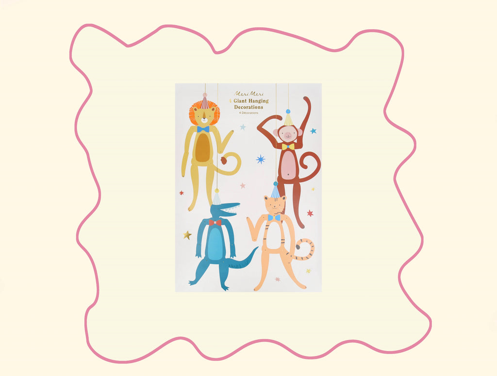 Decorazioni giganti Animal Parade Meri Meri – Set da 4 decorazioni sospese
