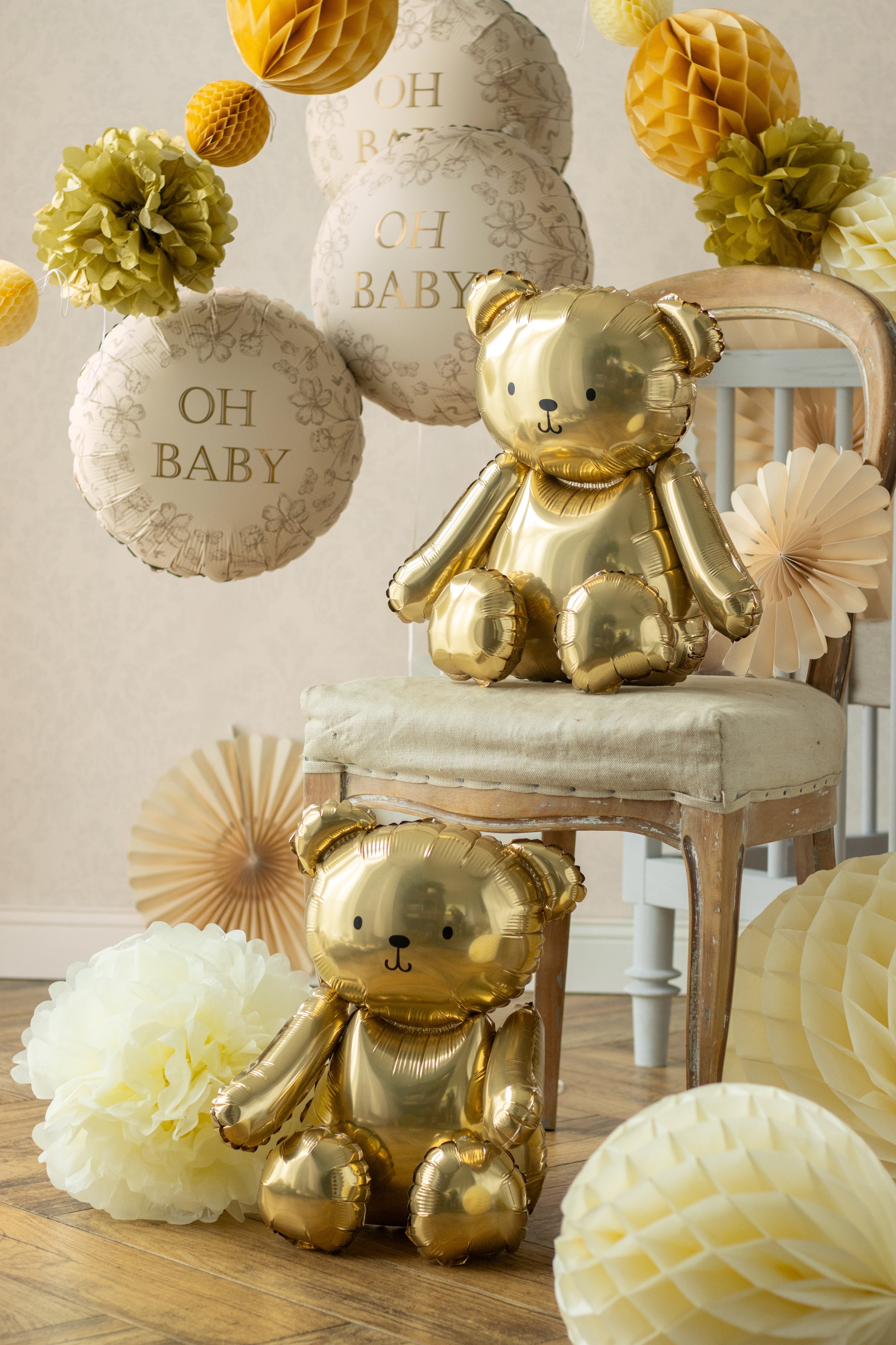 Foil balloon bear gold 38x42cm