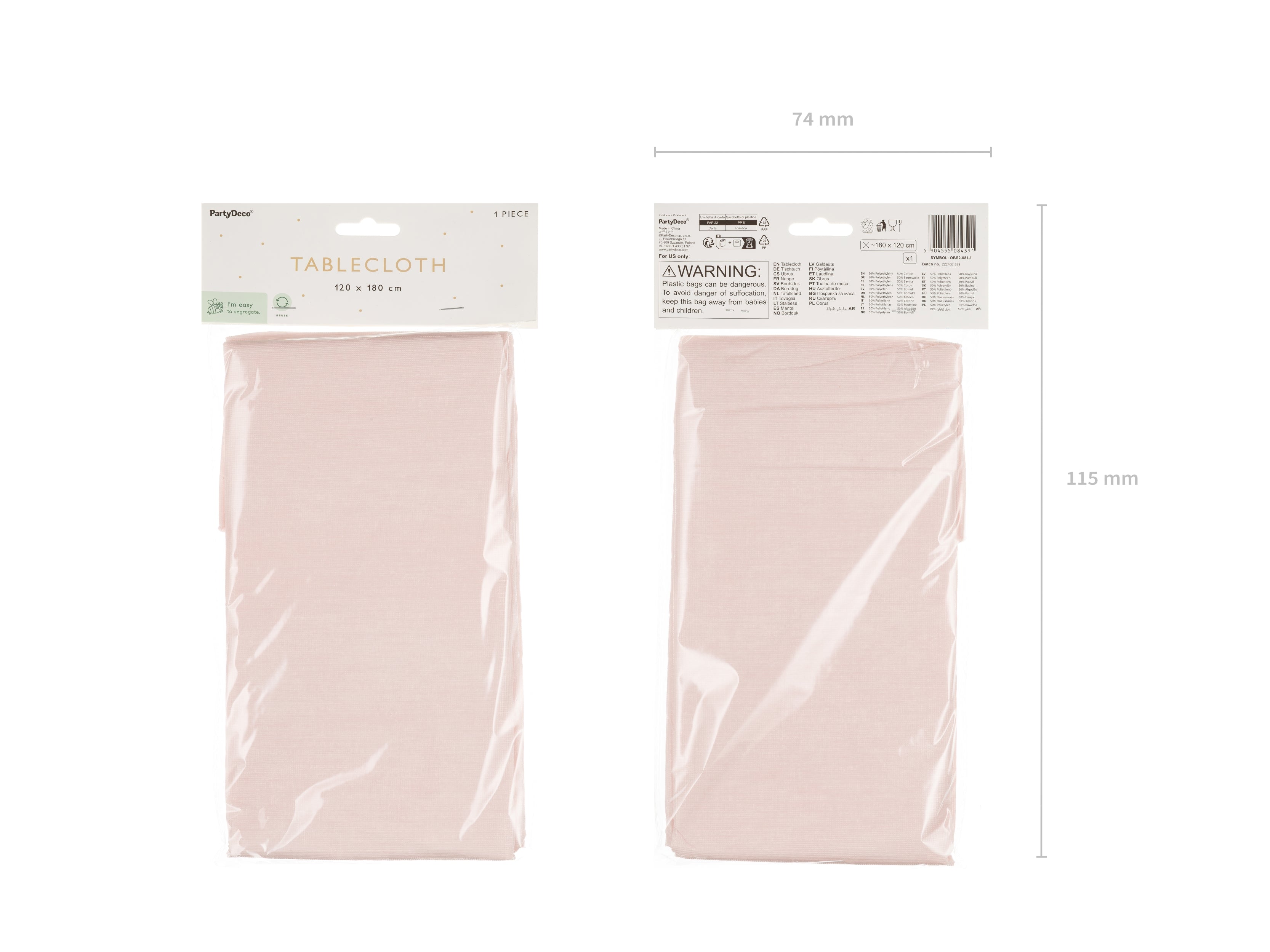 Tovaglia Monouso Rosa Cipria PartyDeco