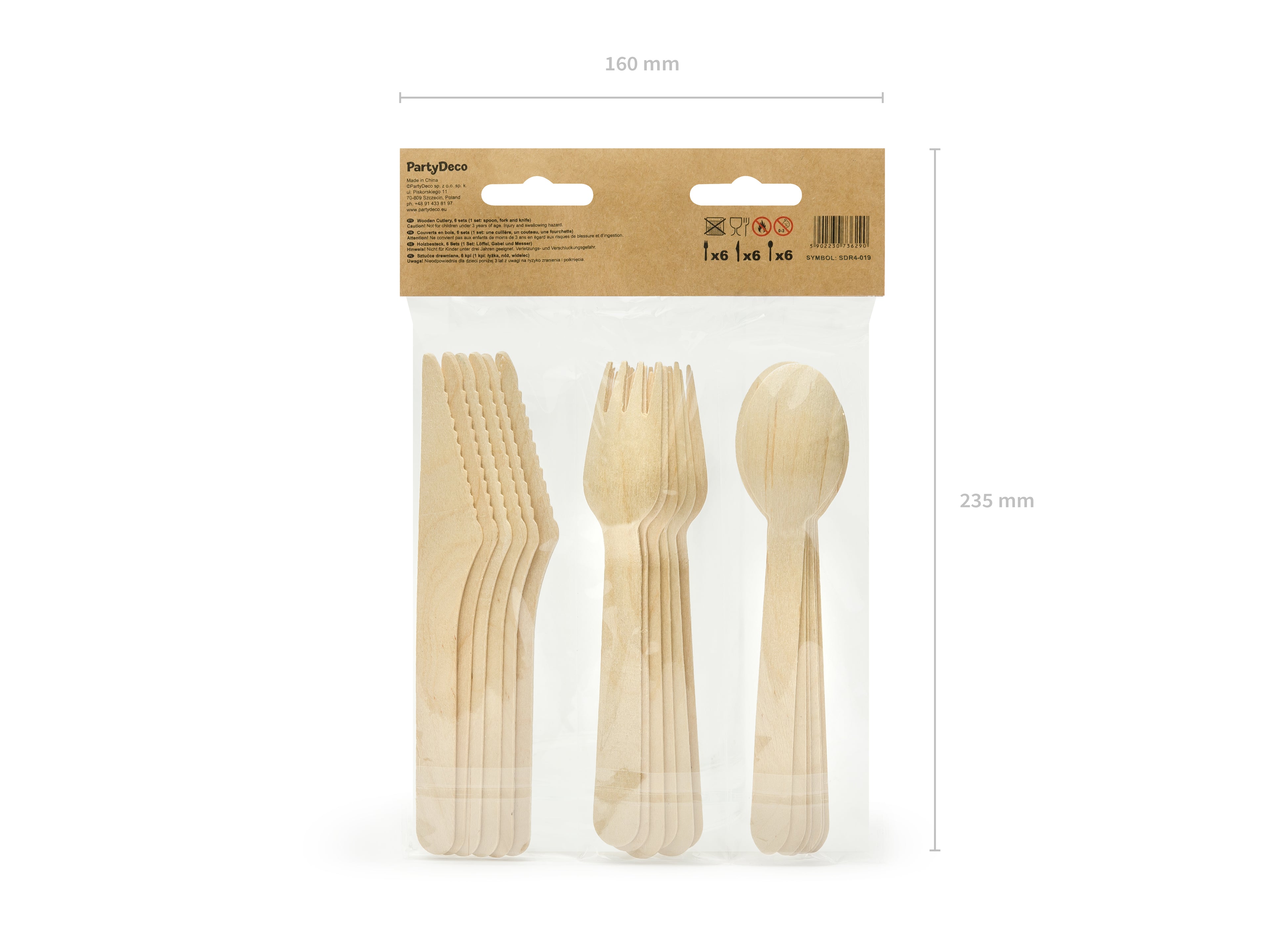 Posate in Legno Stars Oro (18 pezzi)